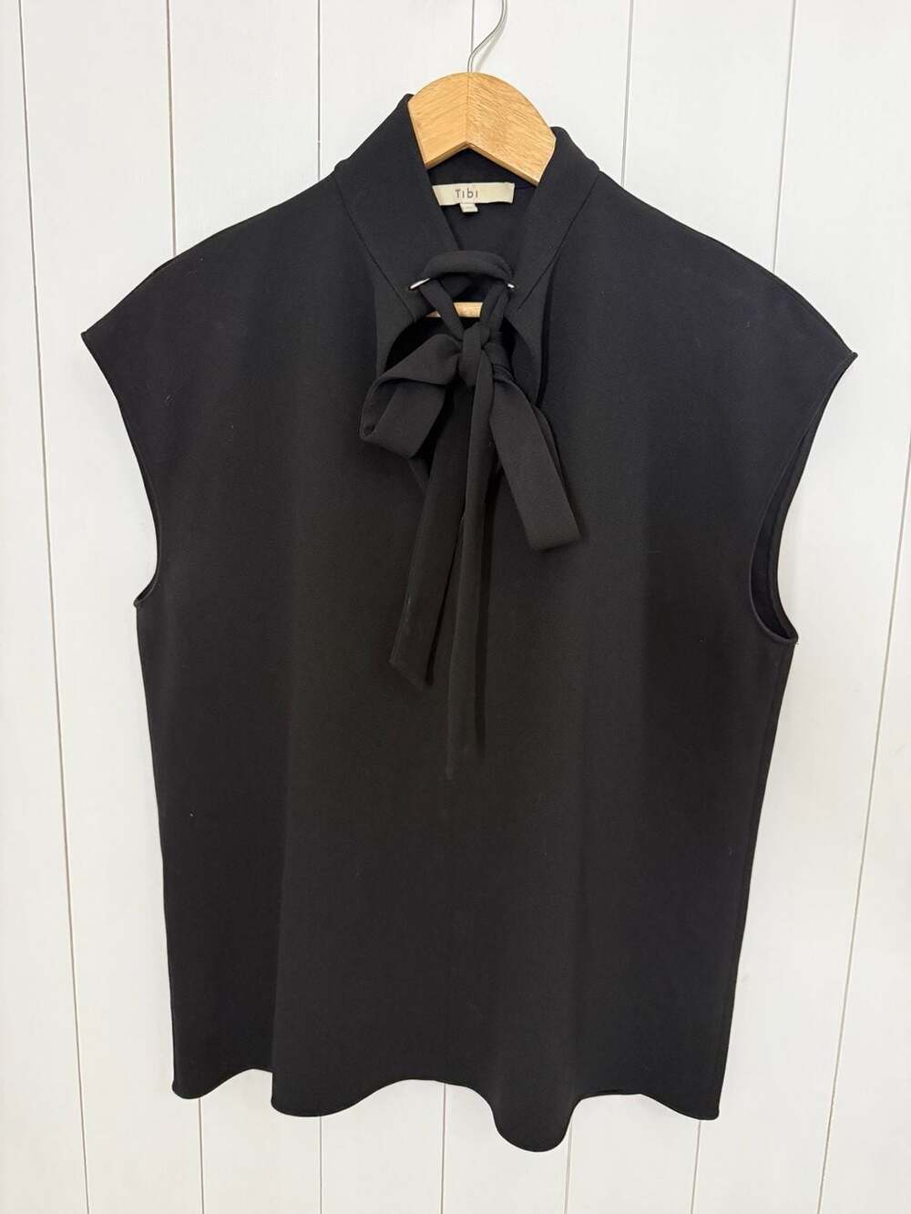 Tibi Bow Tie Blouse Size M Black Sleeveless Top